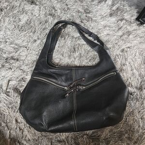 Tignanello Black Hobo Bag with Zipper Accent